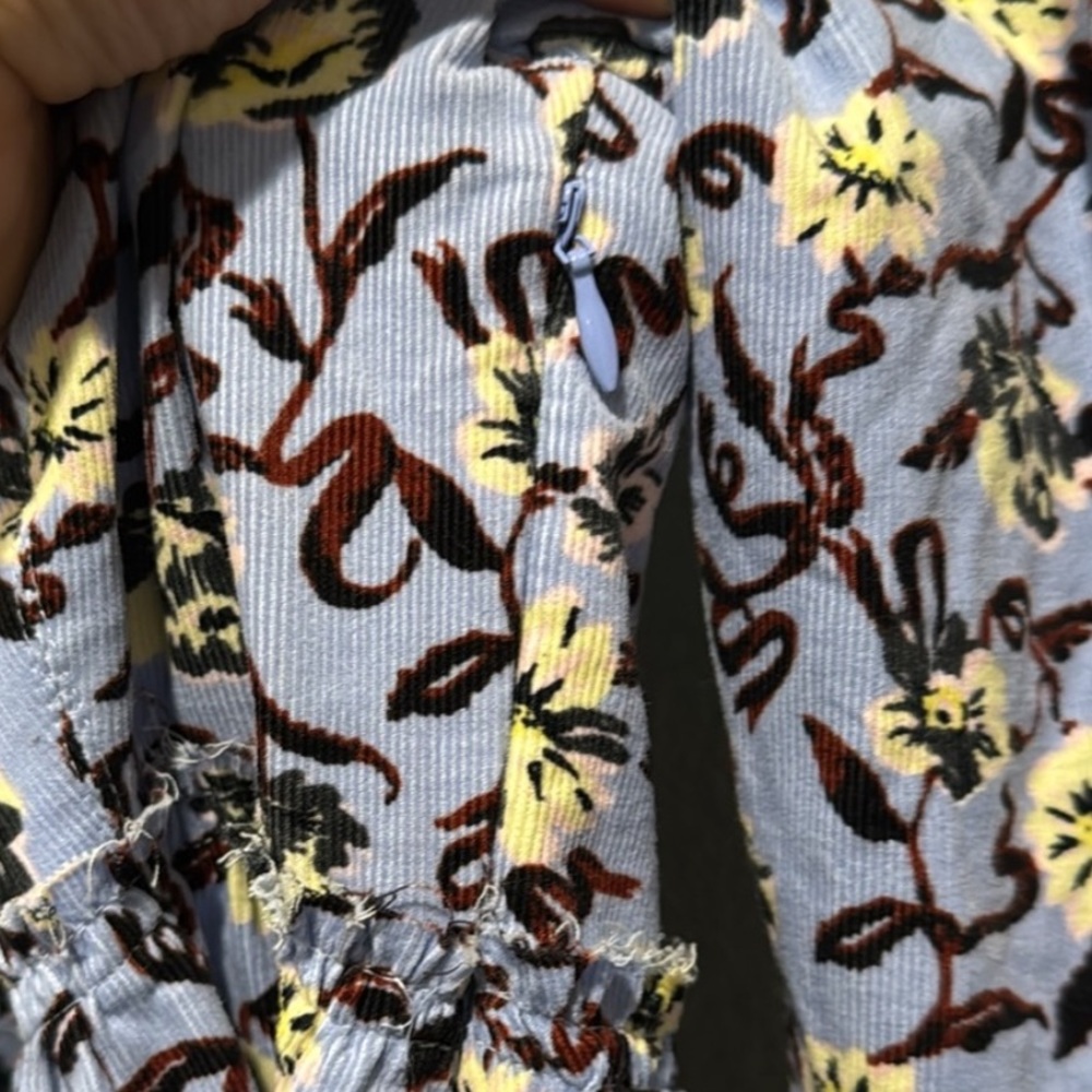 FREE PEOPLE NWOT Floral Corduroy Mini Dress for Fall/Summer - Picture 5 of 10